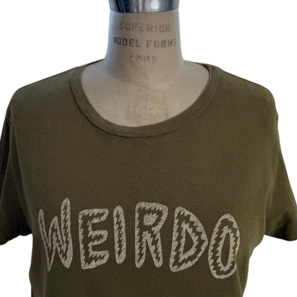 Mother Weirdo Graphic T Shirt Olive Green Short Sleeve Boxy Goodie Size M Cotton - Picture 2 of 9
